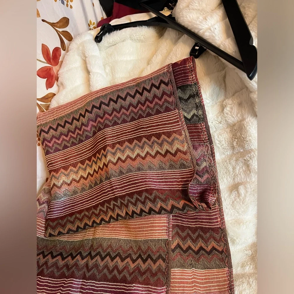 Gorgeous Boho Chevron Brown Gold Black Retro Style Tasseled Fashion Hippie Scarf